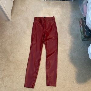 Zara red leather jegging pants